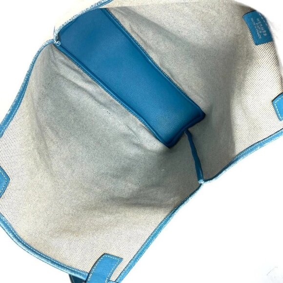 HERMES Shoulder bag Tote Bag Giardinier PM Shoulder Bag Leather/Canvas blue - Picture 14 of 16